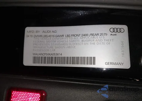 2019 Audi A5 45 Premium from USA, damaged, VIN WAUANCF56KA053614